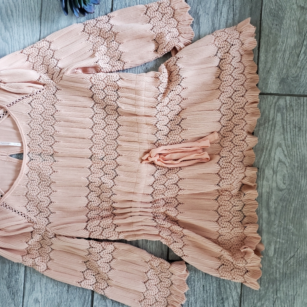 Free people Knit top with sheer crochet detail sz s - Picture 8 of 11
